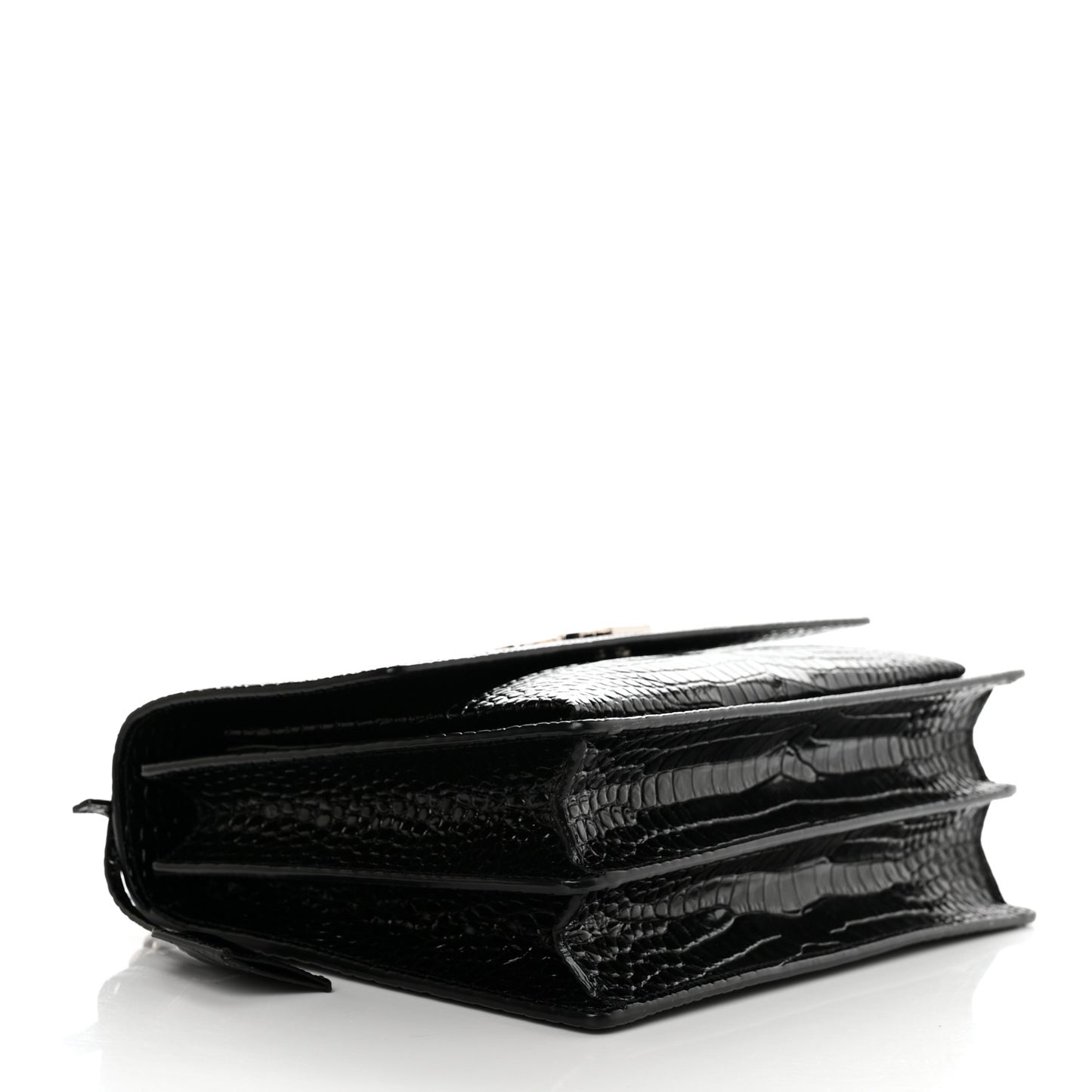 Calfskin Crocodile Embossed Large Monogram Sunset Black