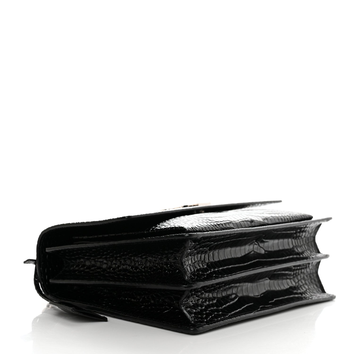 Saint Laurent Calfskin Crocodile Embossed Large Monogram Sunset Black 4 of 11