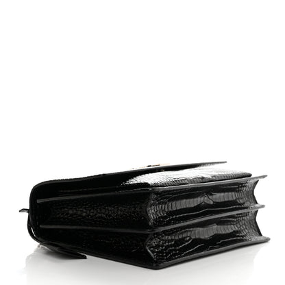 Saint Laurent Calfskin Crocodile Embossed Large Monogram Sunset Black 4 of 11
