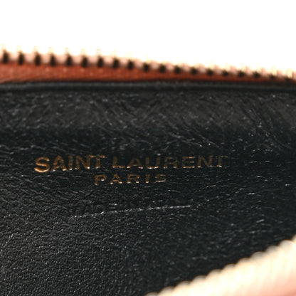 Saint Laurent Grain De Poudre Matelasse Chevron Monogram Fragments Zippered Card Case Nude Powder 7 of 9