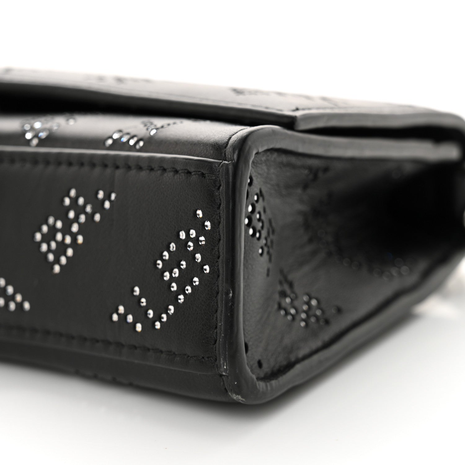 Balenciaga Smooth Calfskin Crystal Diagonal Allover Logo Hourglass Wallet Black 10 of 11