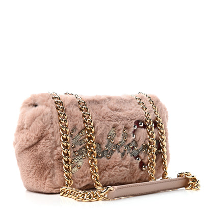 Dolce & Gabbana Faux Fur Watersnake Embellished Lucia Shoulder Bag Pink 5 of 20