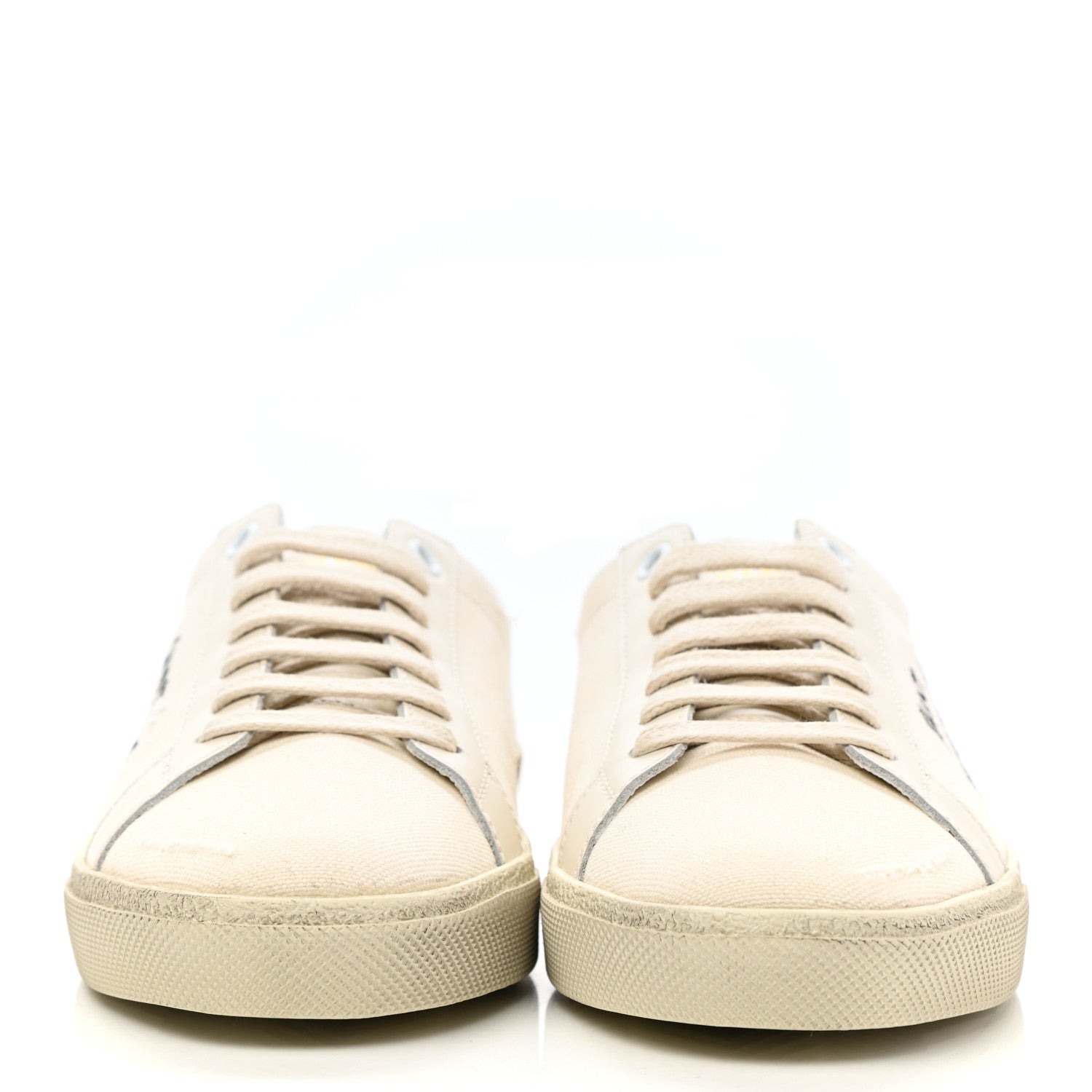 Saint Laurent Distressed Canvas Court Classic Sneakers 36 Panna 2 of 8