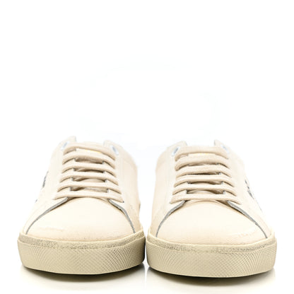 Saint Laurent Distressed Canvas Court Classic Sneakers 36 Panna 2 of 8