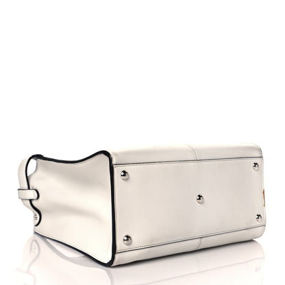 Fendi Vitello Seta Glazed Fabric FF 1974 Medium Peekaboo X-Lite White Ice Mogano Panna 3 of 18