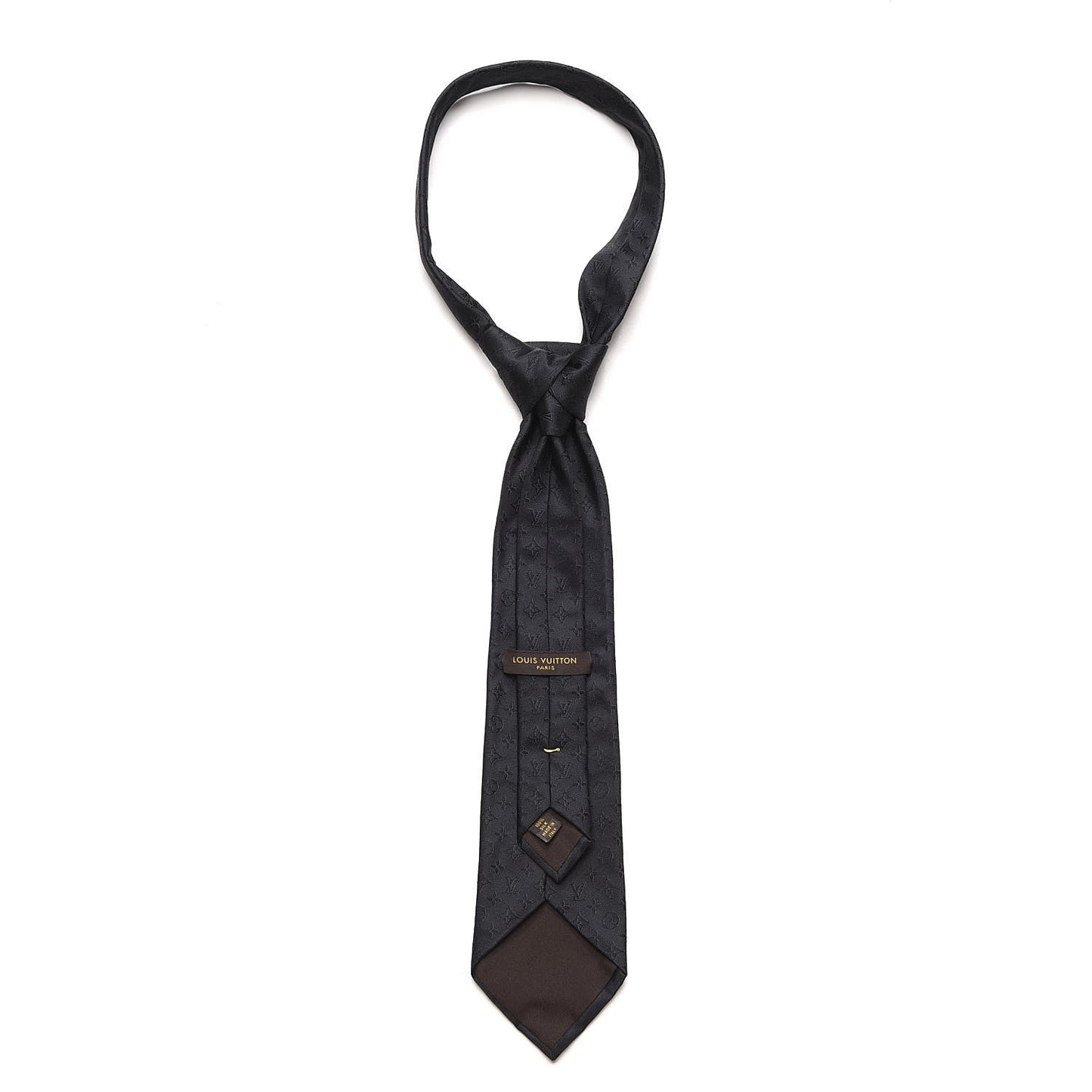 Mens Silk Monogram Relief Neck Tie Black