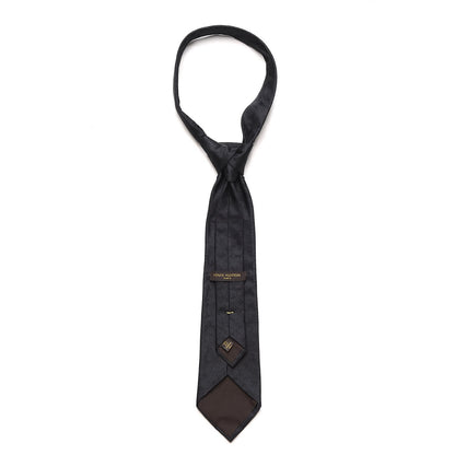 Louis Vuitton Mens Silk Monogram Relief Neck Tie Black 4 of 4