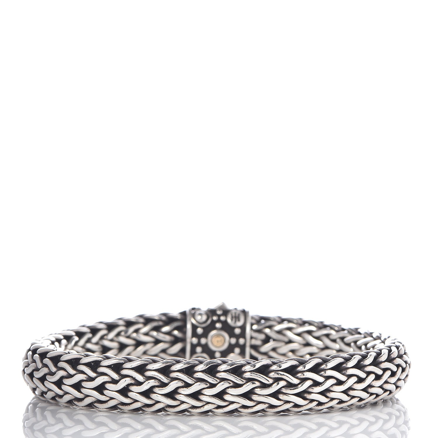 Tiffany JOHN HARDY Sterling Silver 18K Yellow Gold 10mm Jaisalmer Classic Chain Dot Bracelet 3 of 6