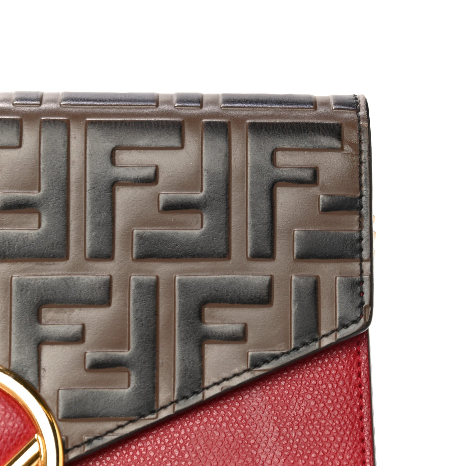 Fendi Vitello Cruise F is Fendi FF 1974 Embossed Medium Envelope Wallet On Chain Fragola Maya Black 12 of 12