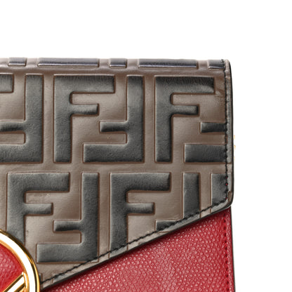 Fendi Vitello Cruise F is Fendi FF 1974 Embossed Medium Envelope Wallet On Chain Fragola Maya Black 12 of 12