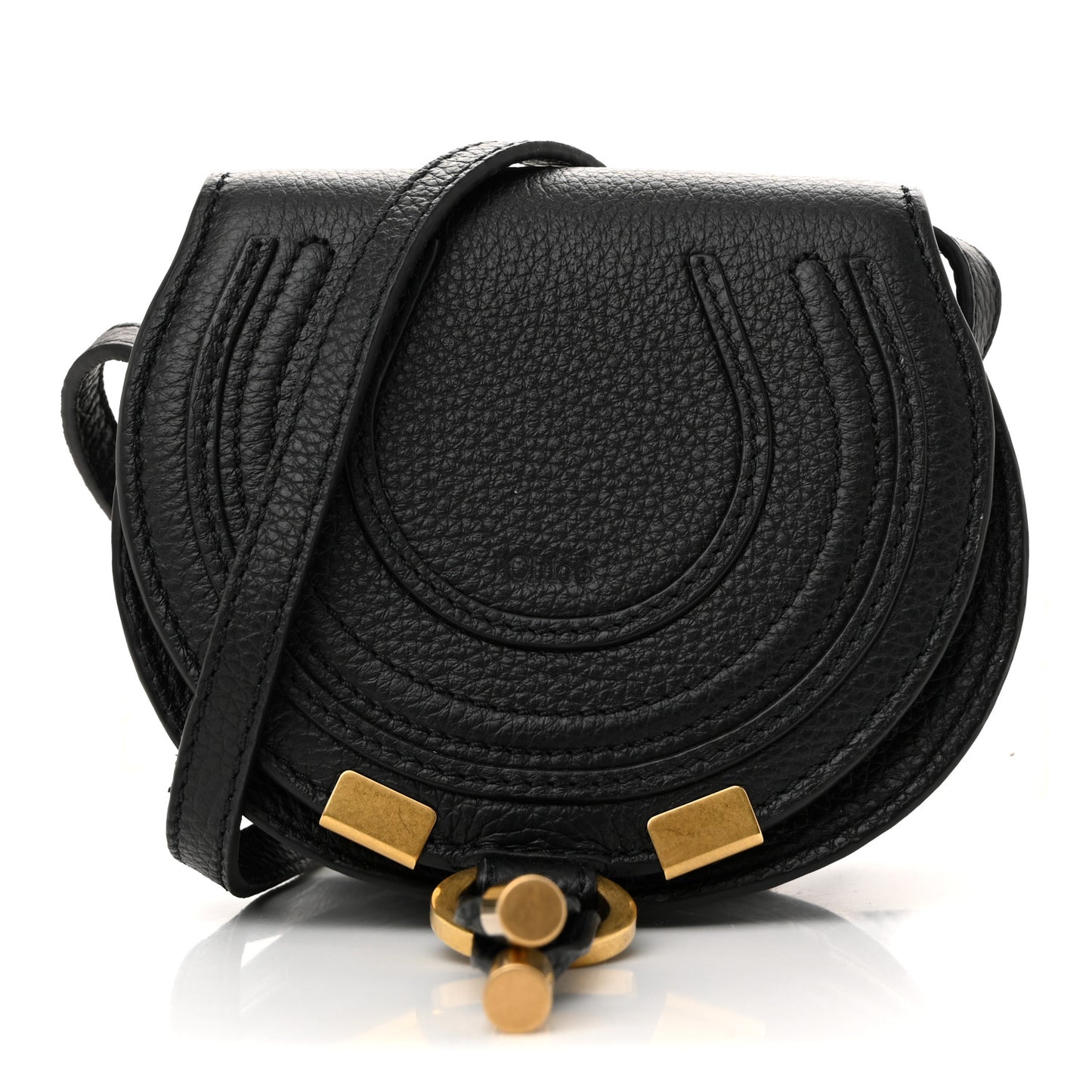 Calfskin Nano Marcie Saddle Bag Black