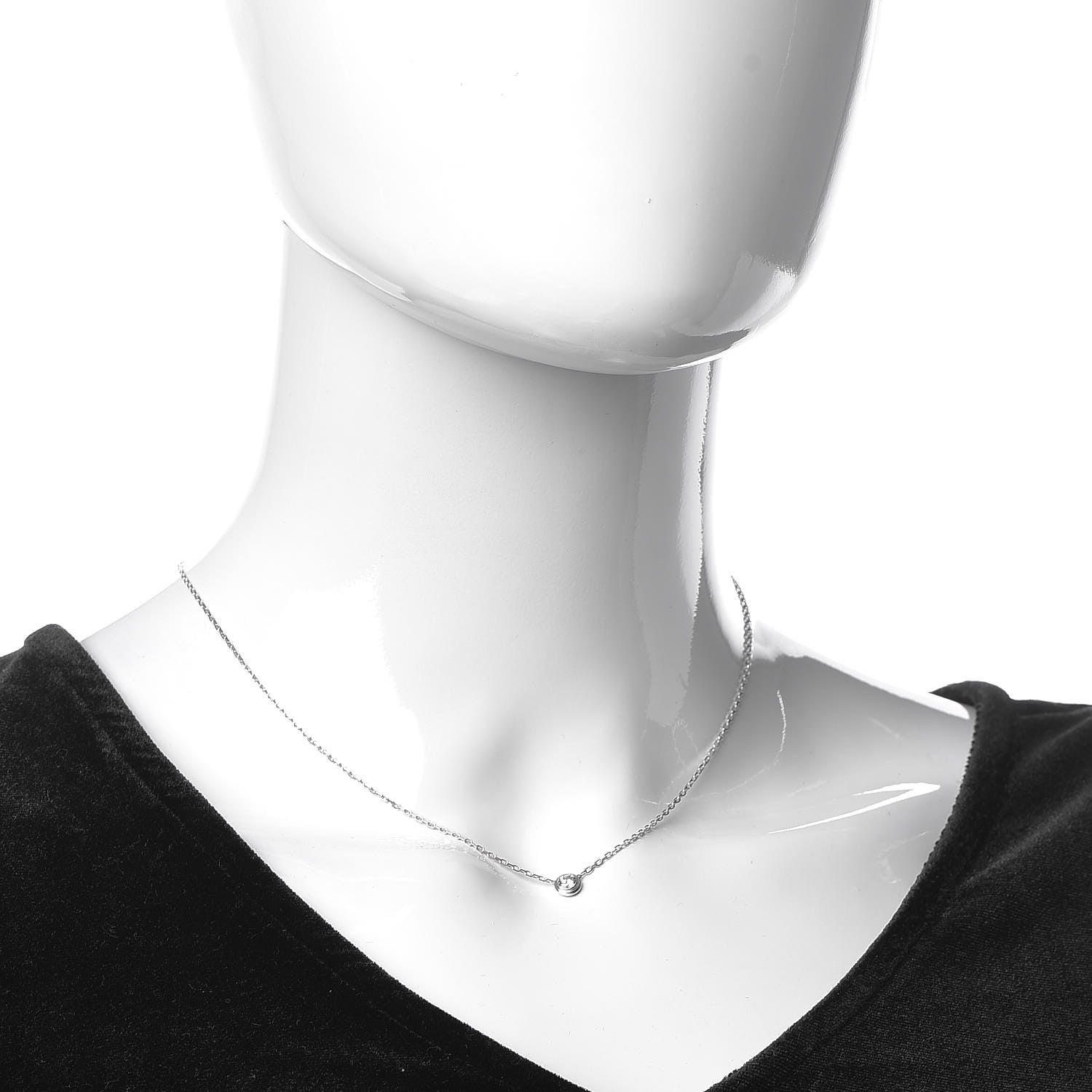 Cartier 18K White Gold Diamond LM D'Amour Pendant Necklace 2 of 6