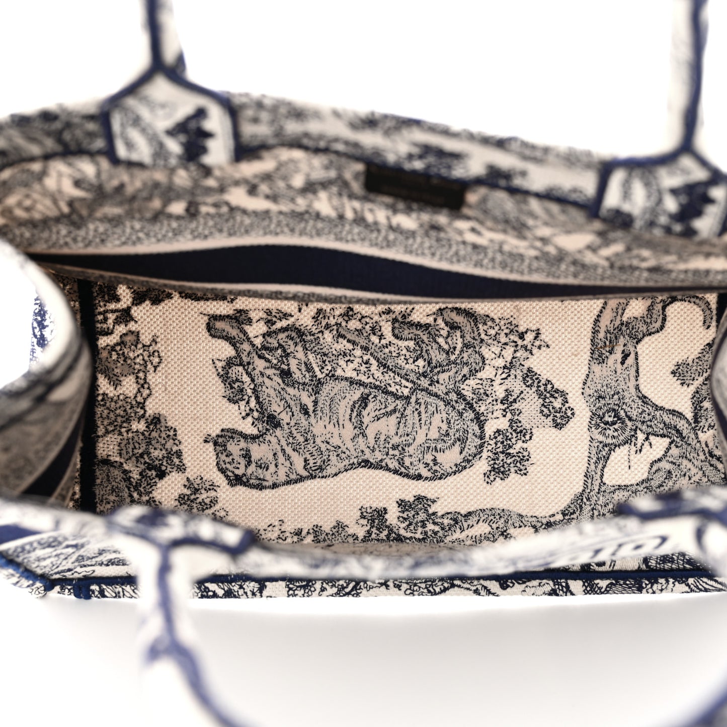 Canvas Embroidered Medium Dioriviera Toile De Jouy Book Tote Blue
