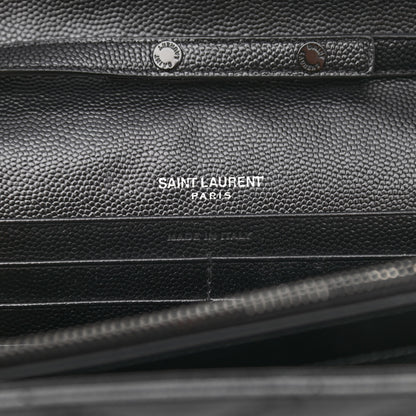 Saint Laurent Grain De Poudre Matelasse Chevron Monogram Chain Wallet Black 6 of 9