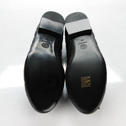 Chanel Aged Calfskin Quilted CC Cap Toe Ballerina Flats 42 Black 5 of 9