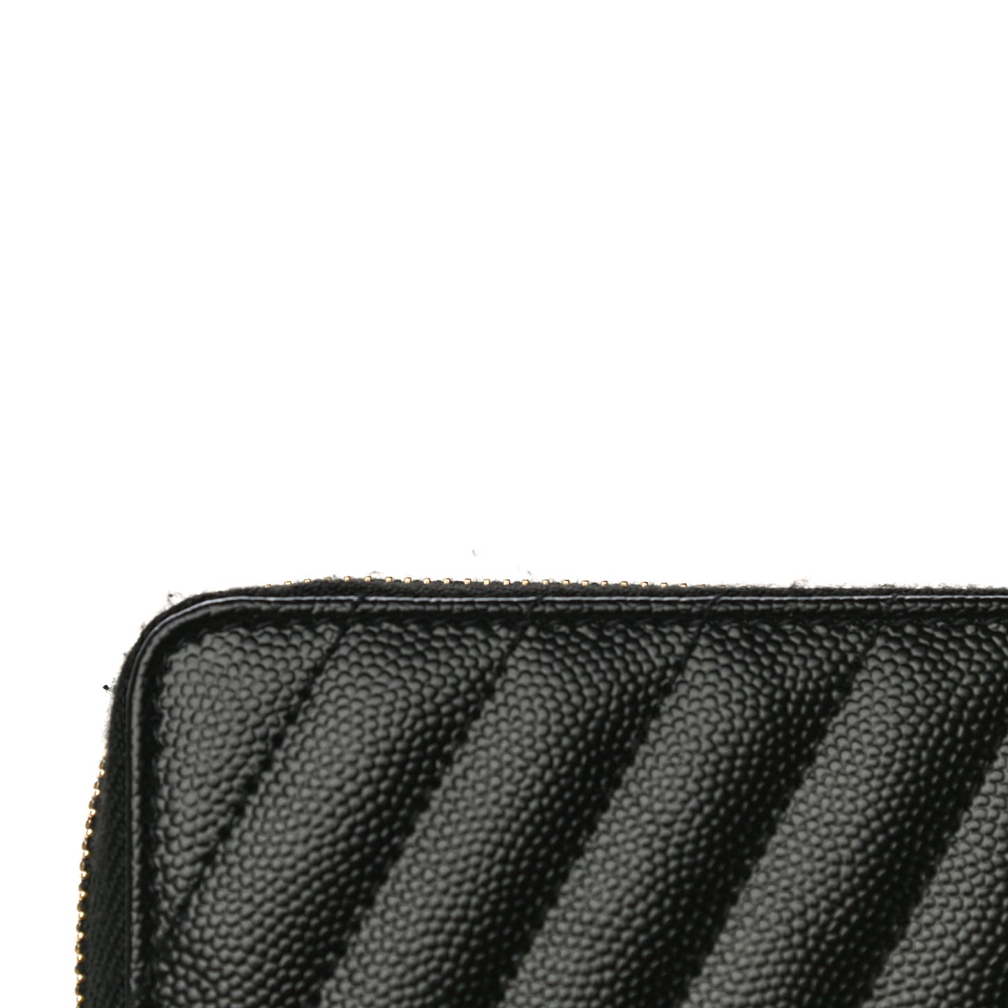 Grain De Poudre Matelasse Chevron Monogram Compact Zip Around Wallet Black
