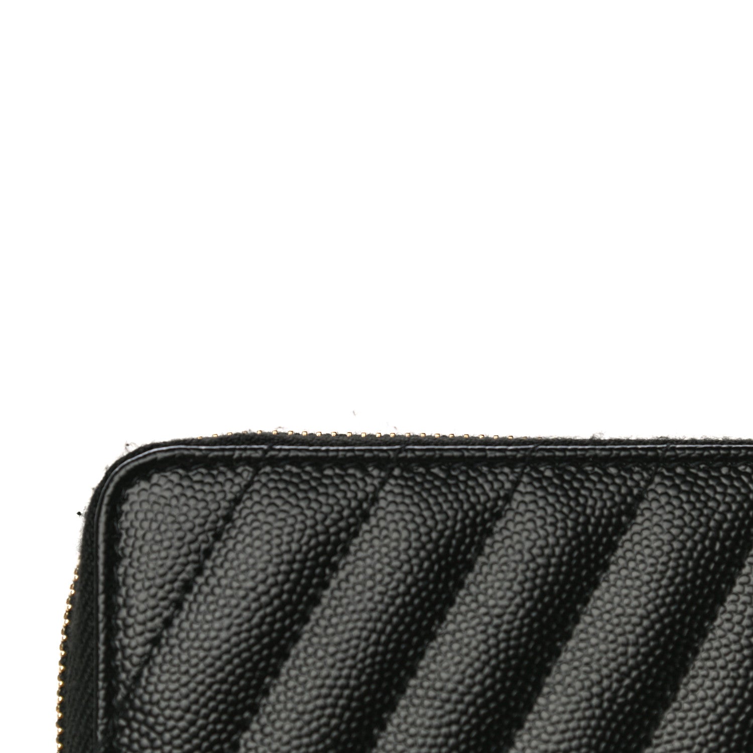 Saint Laurent Grain De Poudre Matelasse Chevron Monogram Compact Zip Around Wallet Black 18 of 21