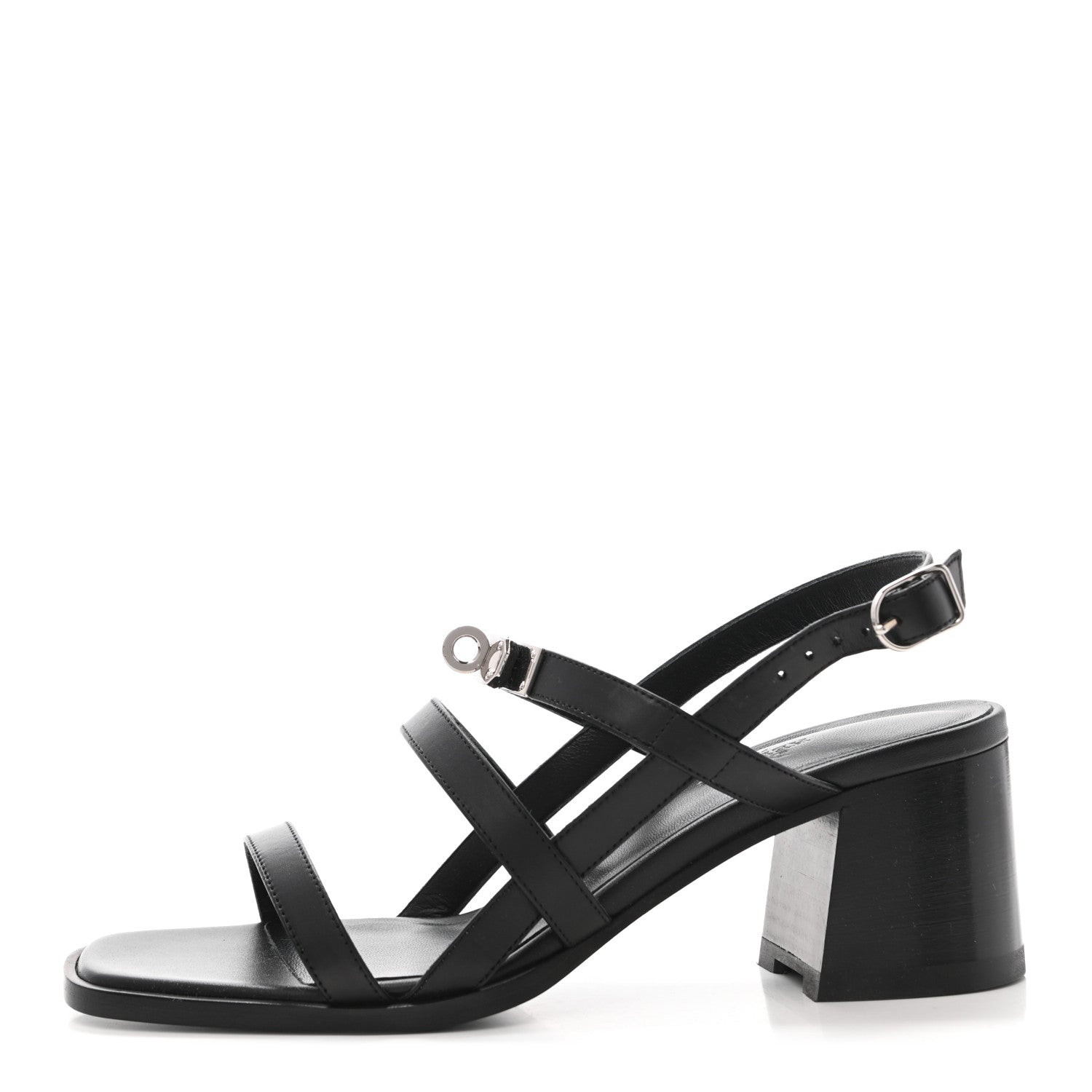 Hermes Calfskin Eve 60 Sandals 37 Black 1 of 18