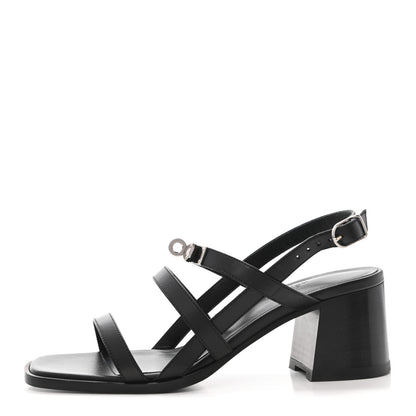 Hermes Calfskin Eve 60 Sandals 37 Black 1 of 18