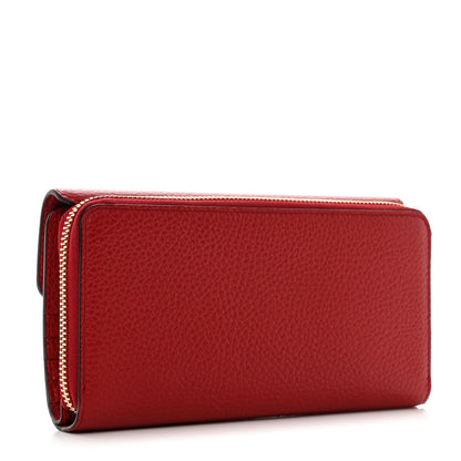 Gucci Calfskin Interlocking G French Wallet Red 3 of 9