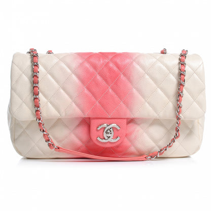 Chanel Caviar Quilted Ombre Jumbo Single Flap White Rose Pink 1 of 9