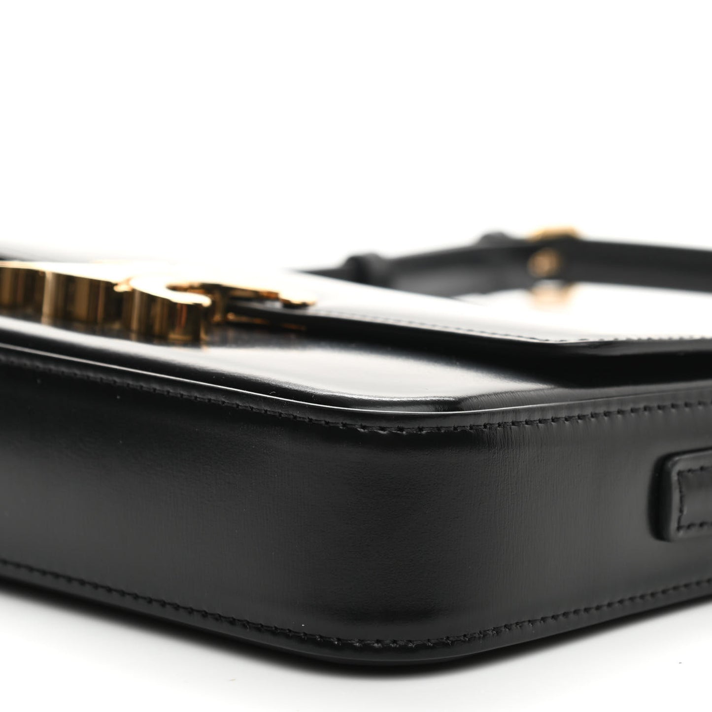 Shiny Calfskin Triomphe Shoulder Bag Black