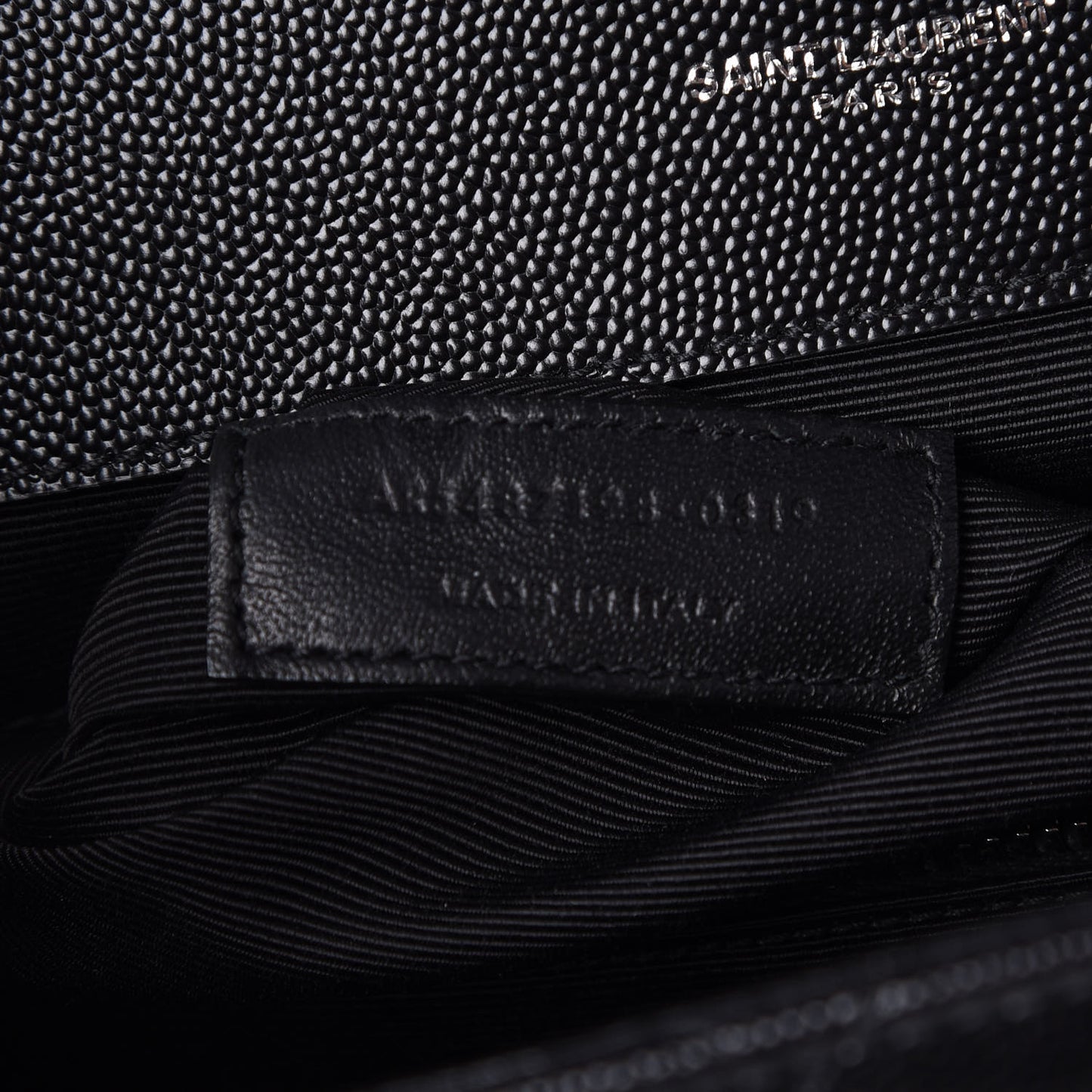 Grain De Poudre Textured Mixed Matelasse Large Triquilt Monogram Satchel Black