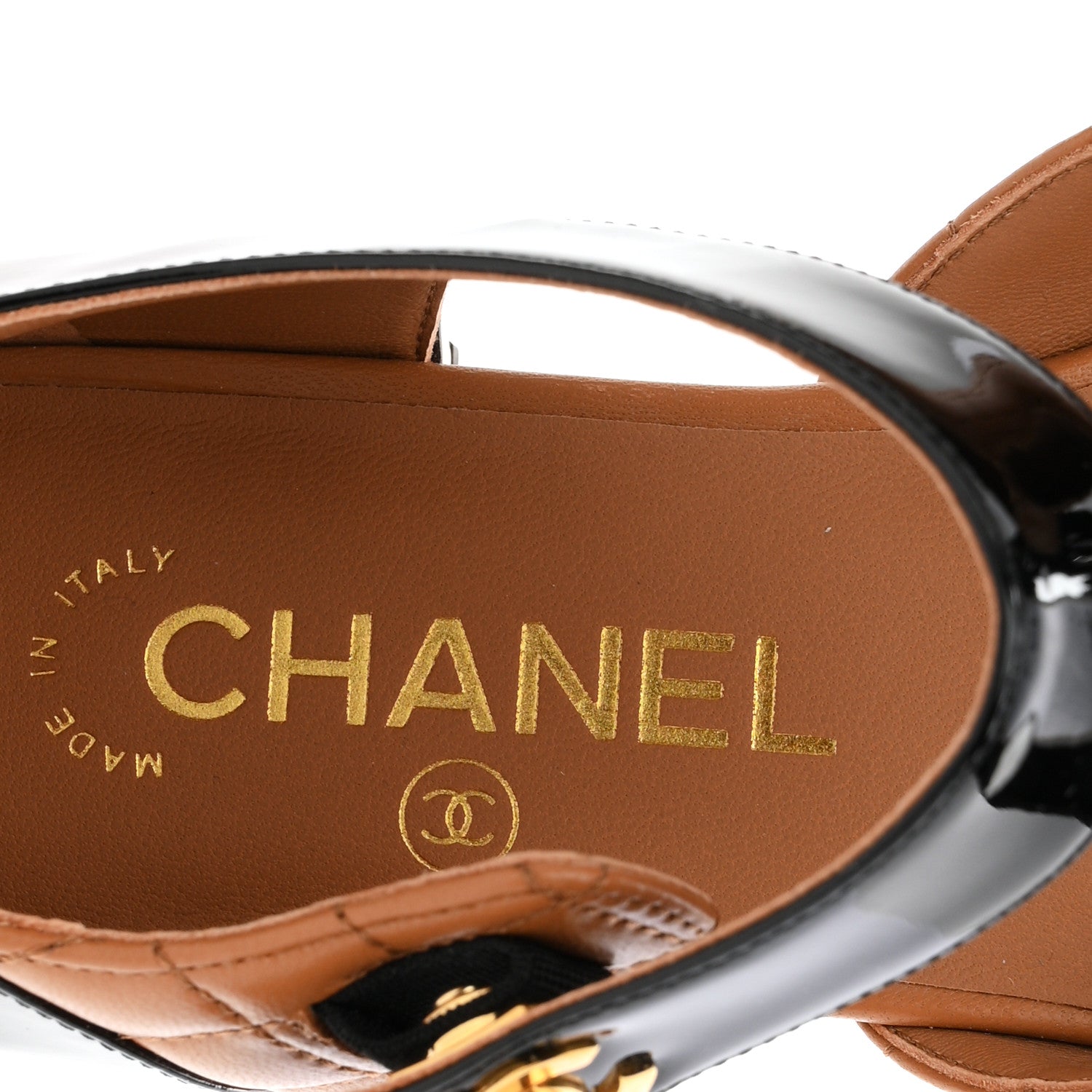 Chanel Patent Lambskin Quilted Cap Toe Ballerina Flats 36 Light Brown Black 8 of 10