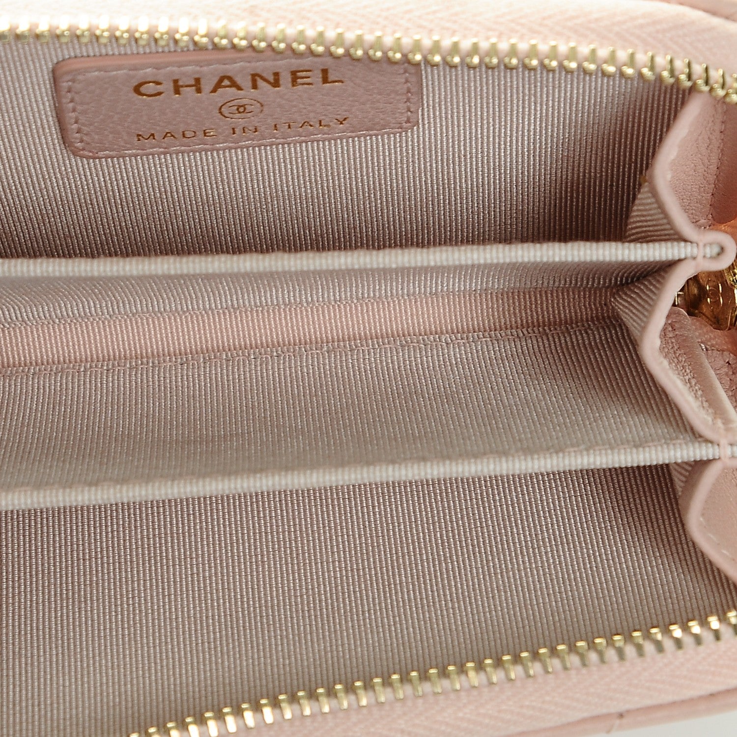Chanel Calfskin Chevron Quilted Zip Around Coin Purse Light Pink 5 of 7