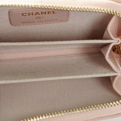 Chanel Calfskin Chevron Quilted Zip Around Coin Purse Light Pink 5 of 7