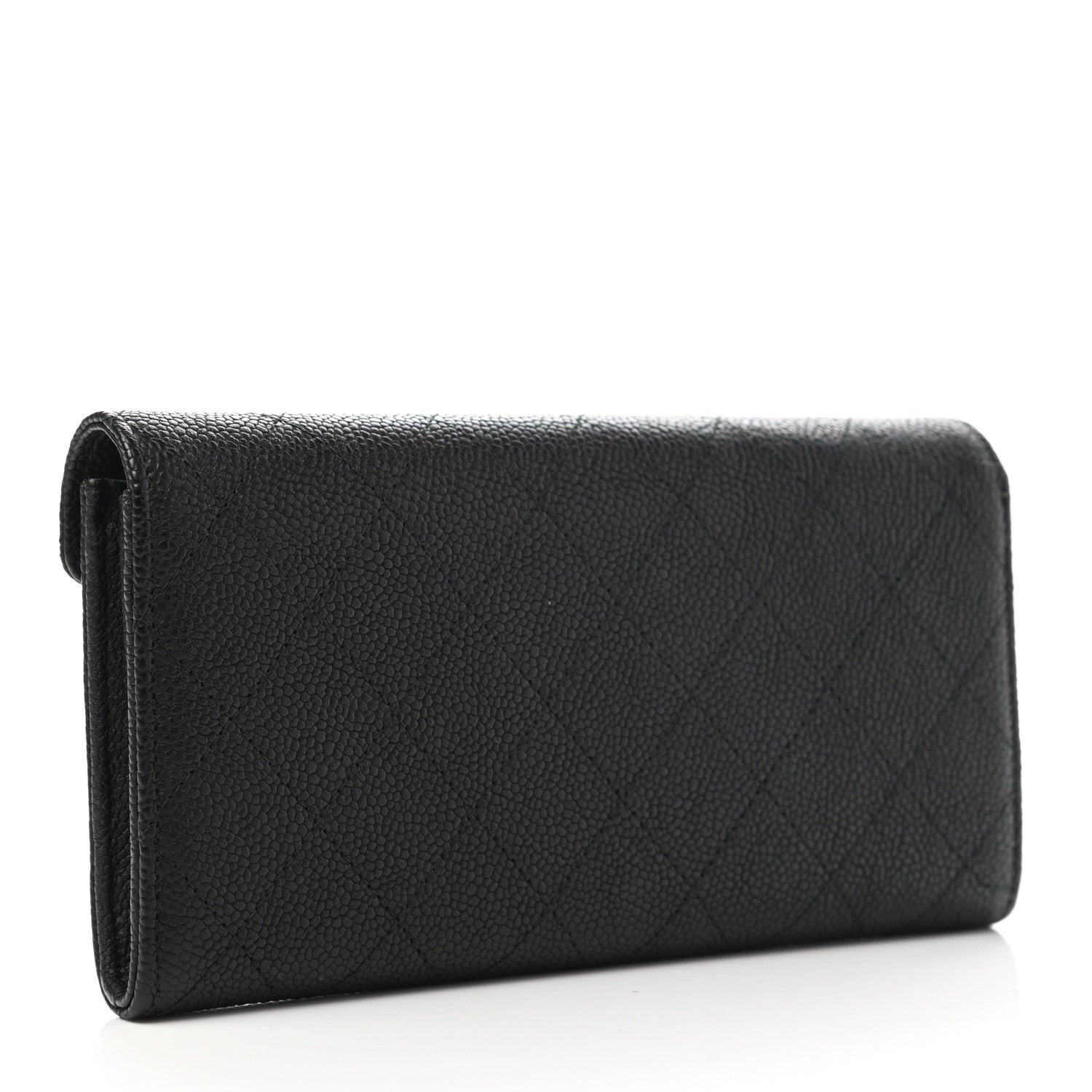 Chanel Caviar Quilted CC Box Gusset Flap Wallet Black