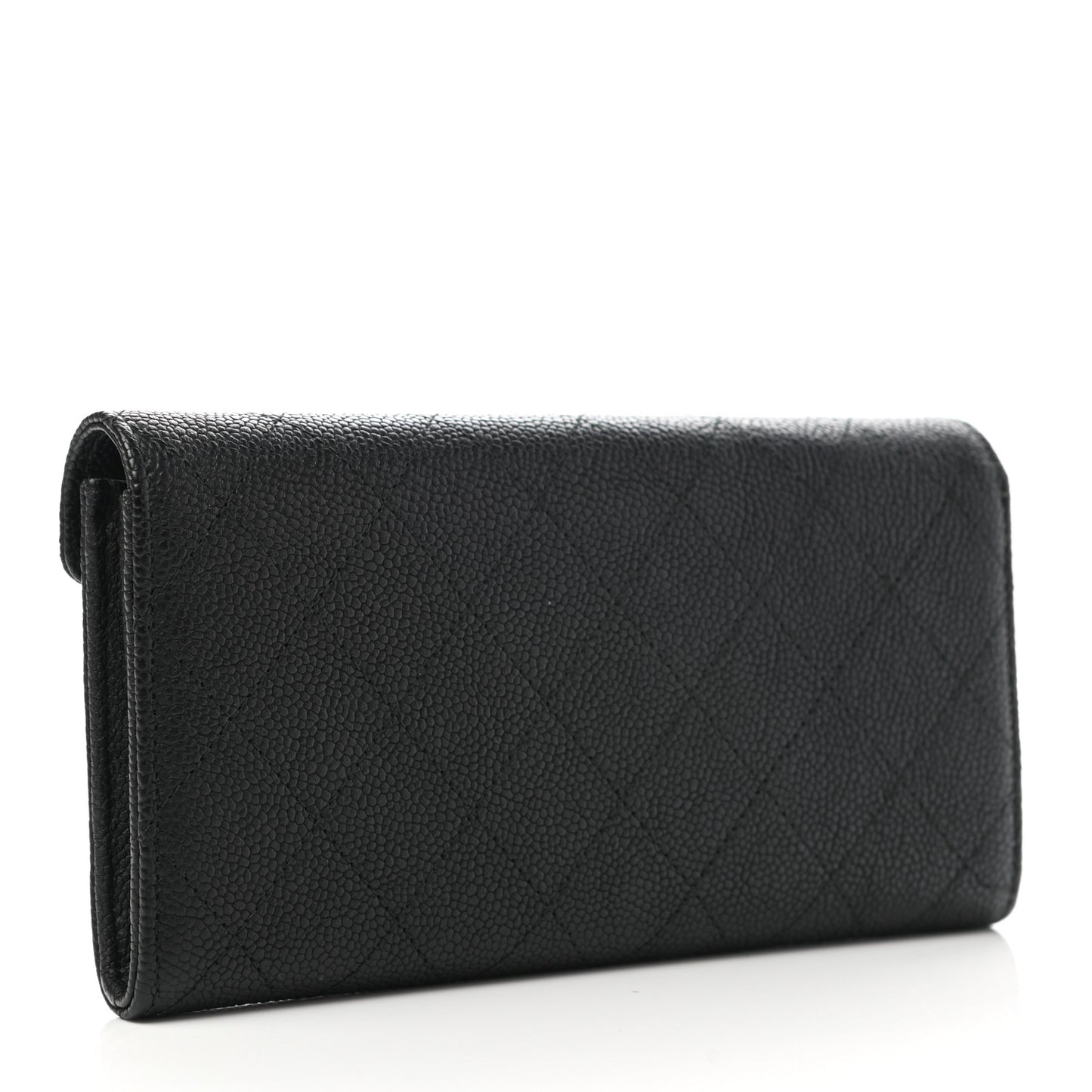 Caviar Quilted CC Box Gusset Flap Wallet Black