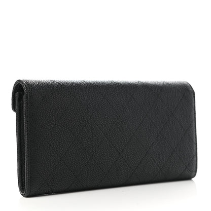 Chanel Caviar Quilted CC Box Gusset Flap Wallet Black 3 of 9