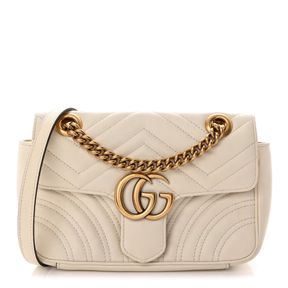 Gucci Calfskin Matelasse Mini GG Marmont Shoulder Bag White 1 of 11