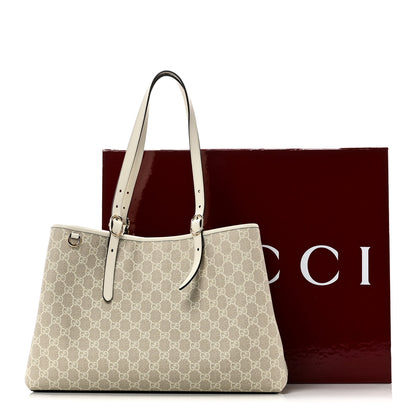 Gucci GG Supreme Monogram Emblem Large Tote Bag  Mystic White Oatmeal 11 of 11