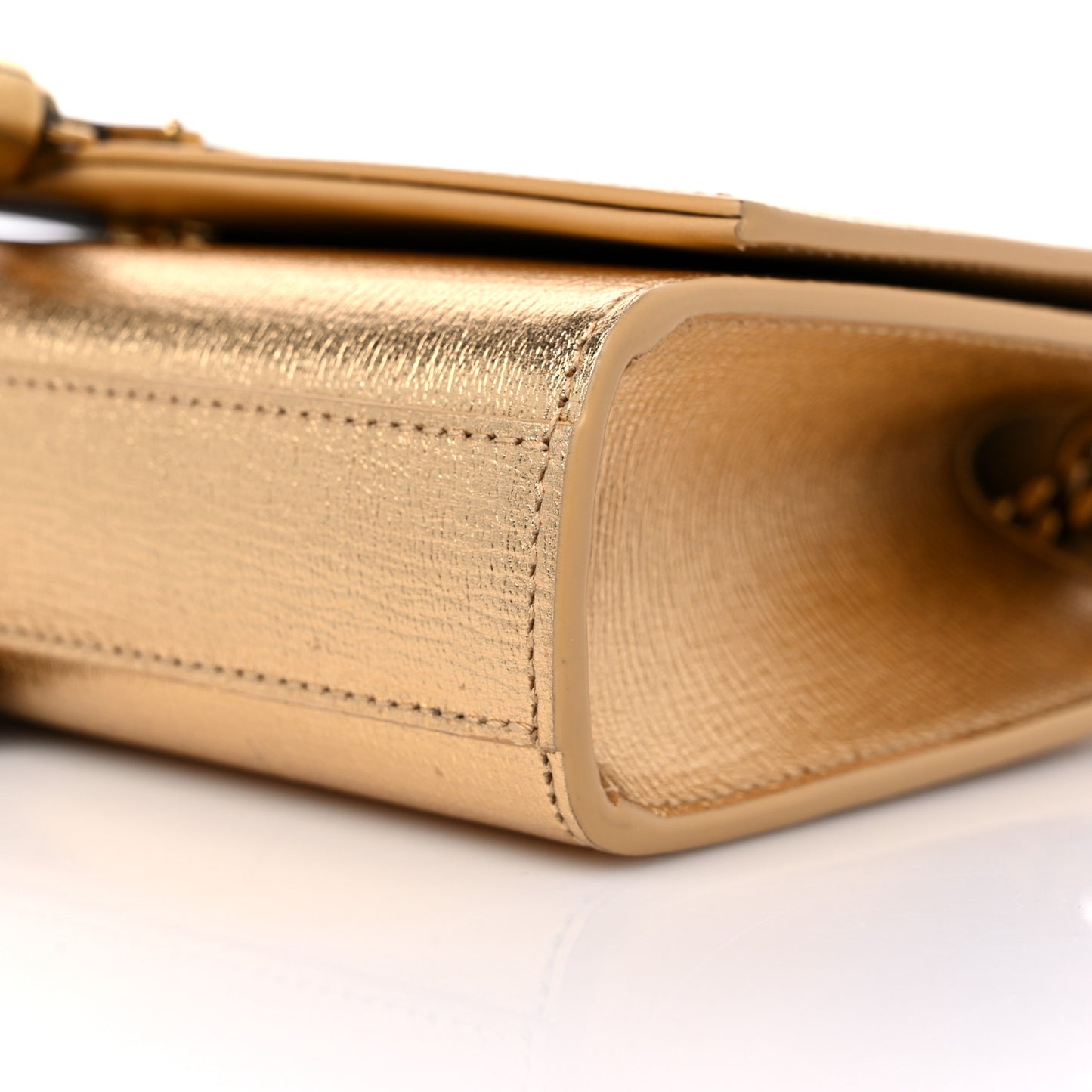 Metallic Calfskin Small Classic Monogram Kate Tassel Satchel Gold