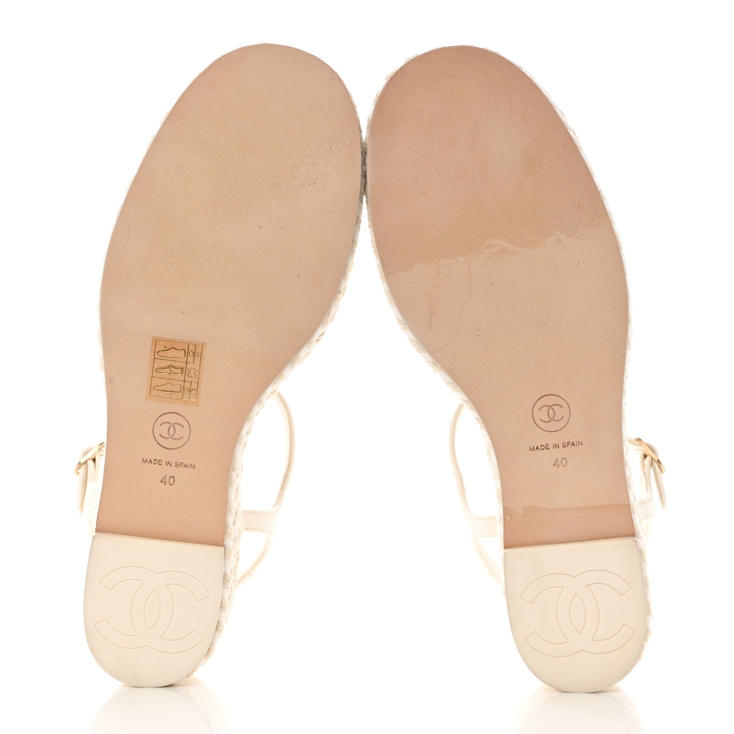 Chanel Lambskin Grosgrain CC Espadrilles Wedges 40 White Black 5 of 9
