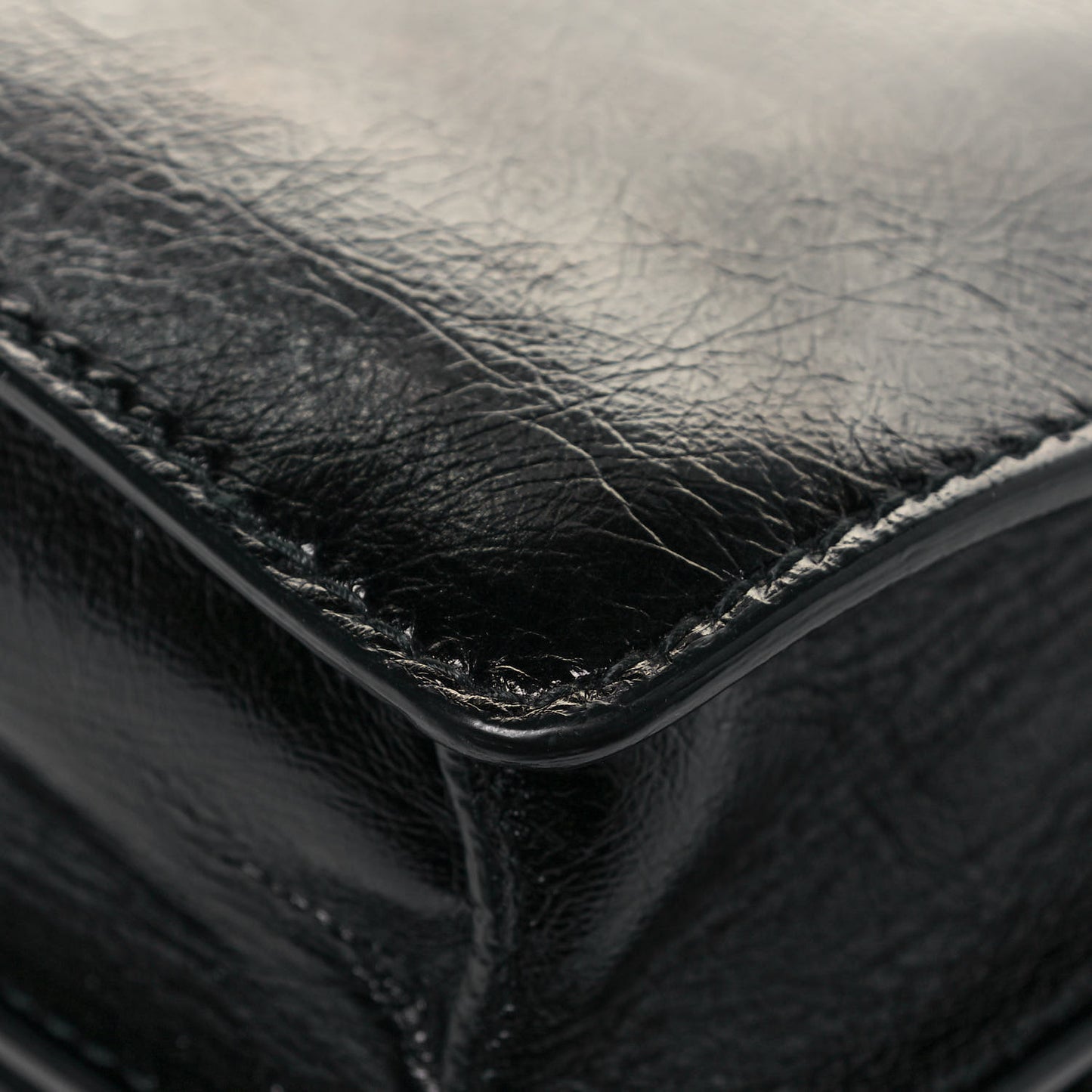 Crinkled Patent Lambskin Dio(r)evolution Top Handle Flap Bag Black