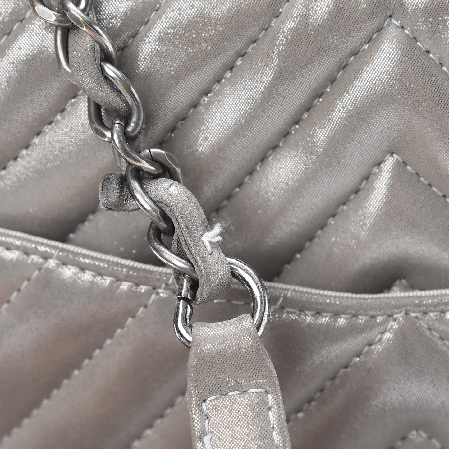 Metallic Calfskin Chevron Quilted Urban Spirit Backpack Silver