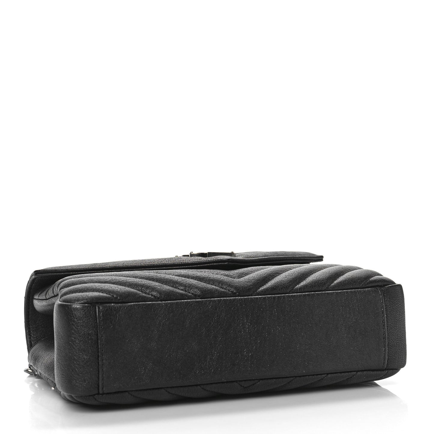 Sheepskin Matelasse Chevron Monogram Medium College Bag Black