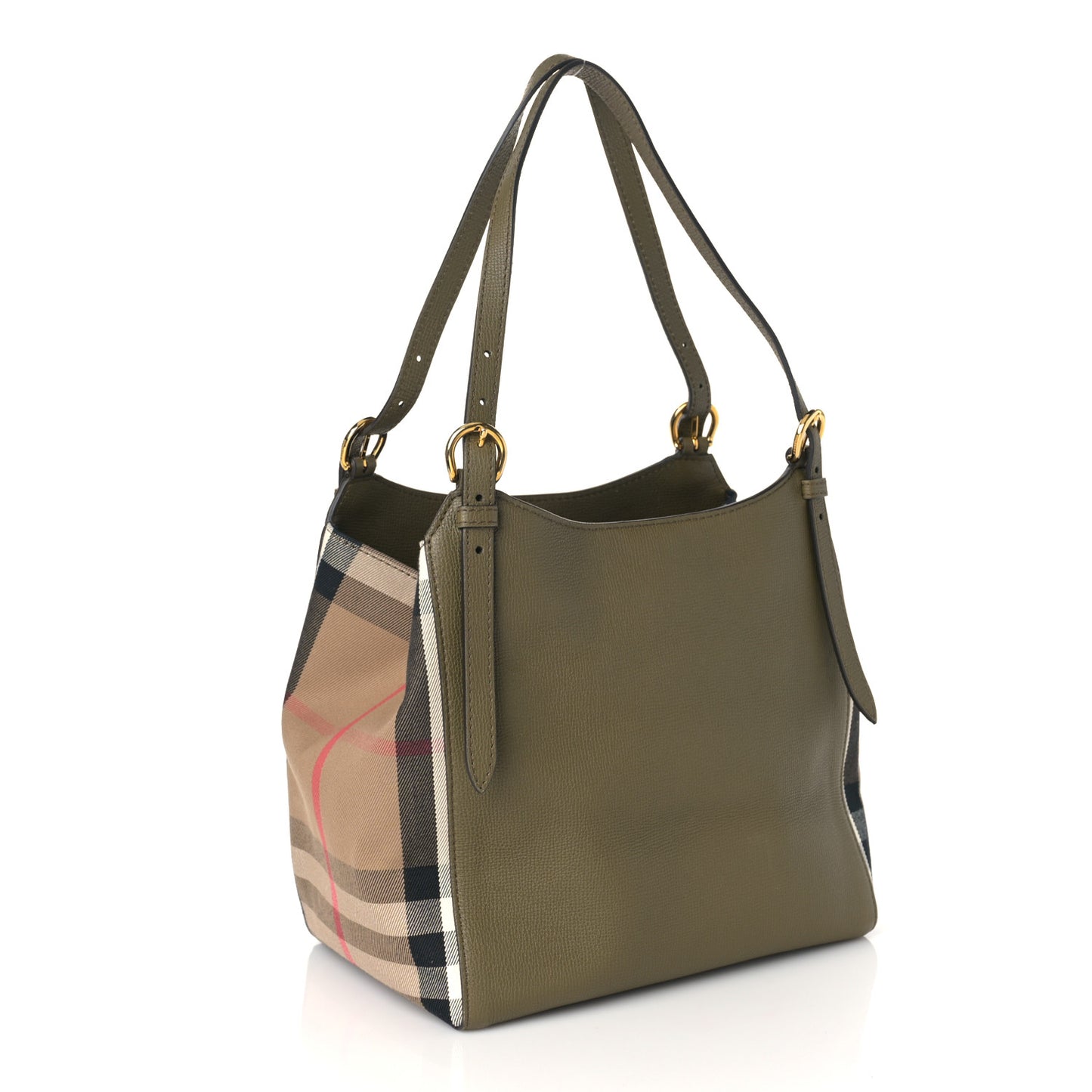 Grainy Calfskin House Check Small Canterbury Olive Melange