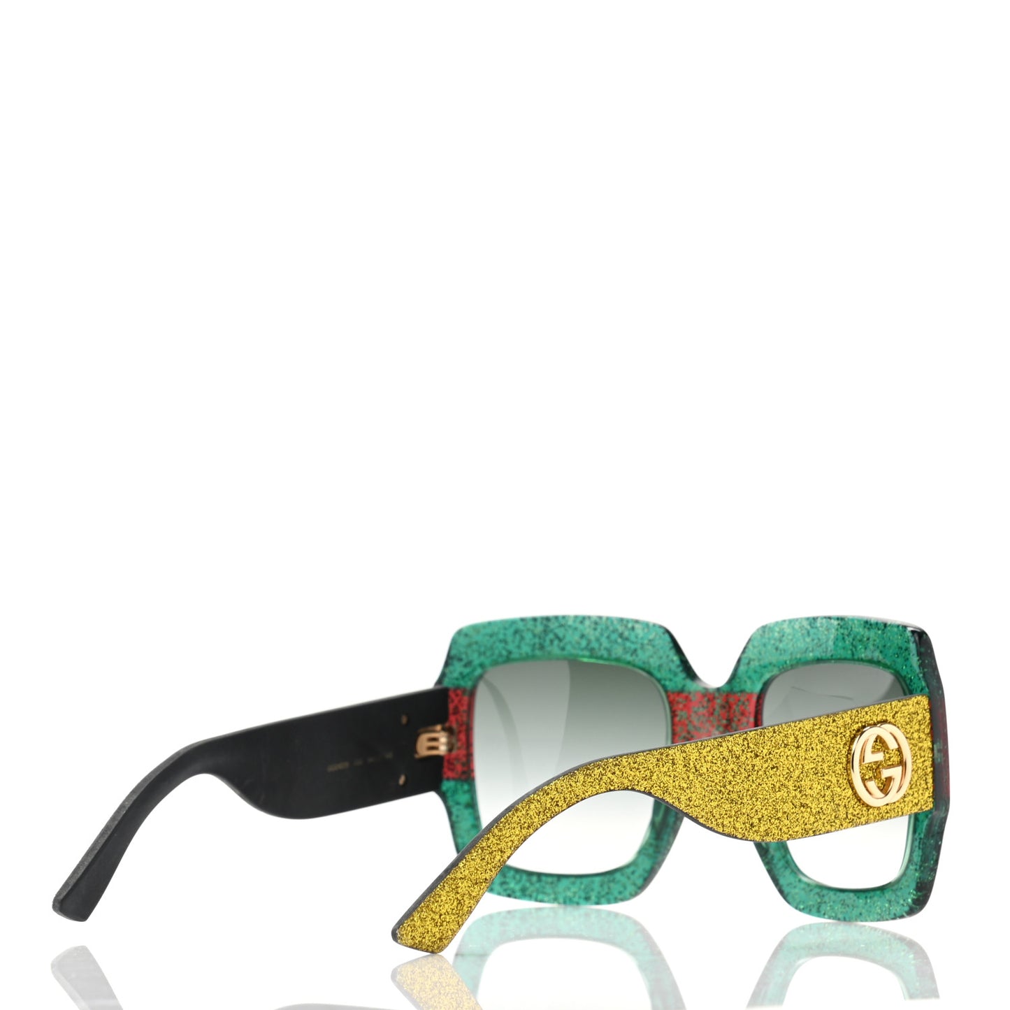 Square Frame GG0102S Sunglasses Glitter Red Black Green