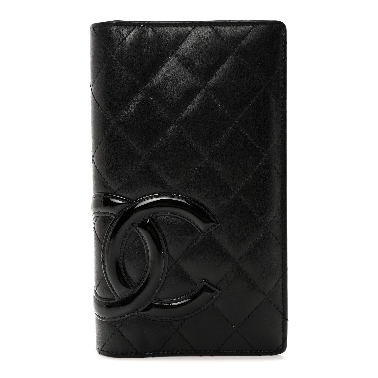 Calfskin Quilted Cambon Yen Wallet Black