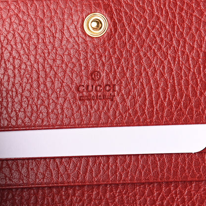 Gucci Pebbled Calfskin GG Marmont Card Case Hibiscus Red 5 of 5