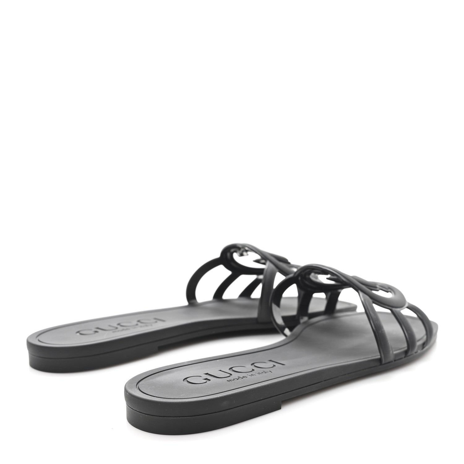 Gucci Rubber Womens Interlocking G Slide Sandals  38 Black 5 of 9