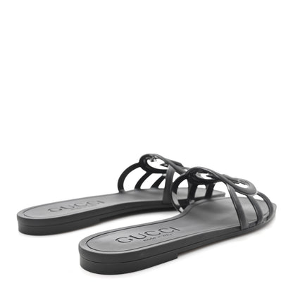 Gucci Rubber Womens Interlocking G Slide Sandals  38 Black 5 of 9