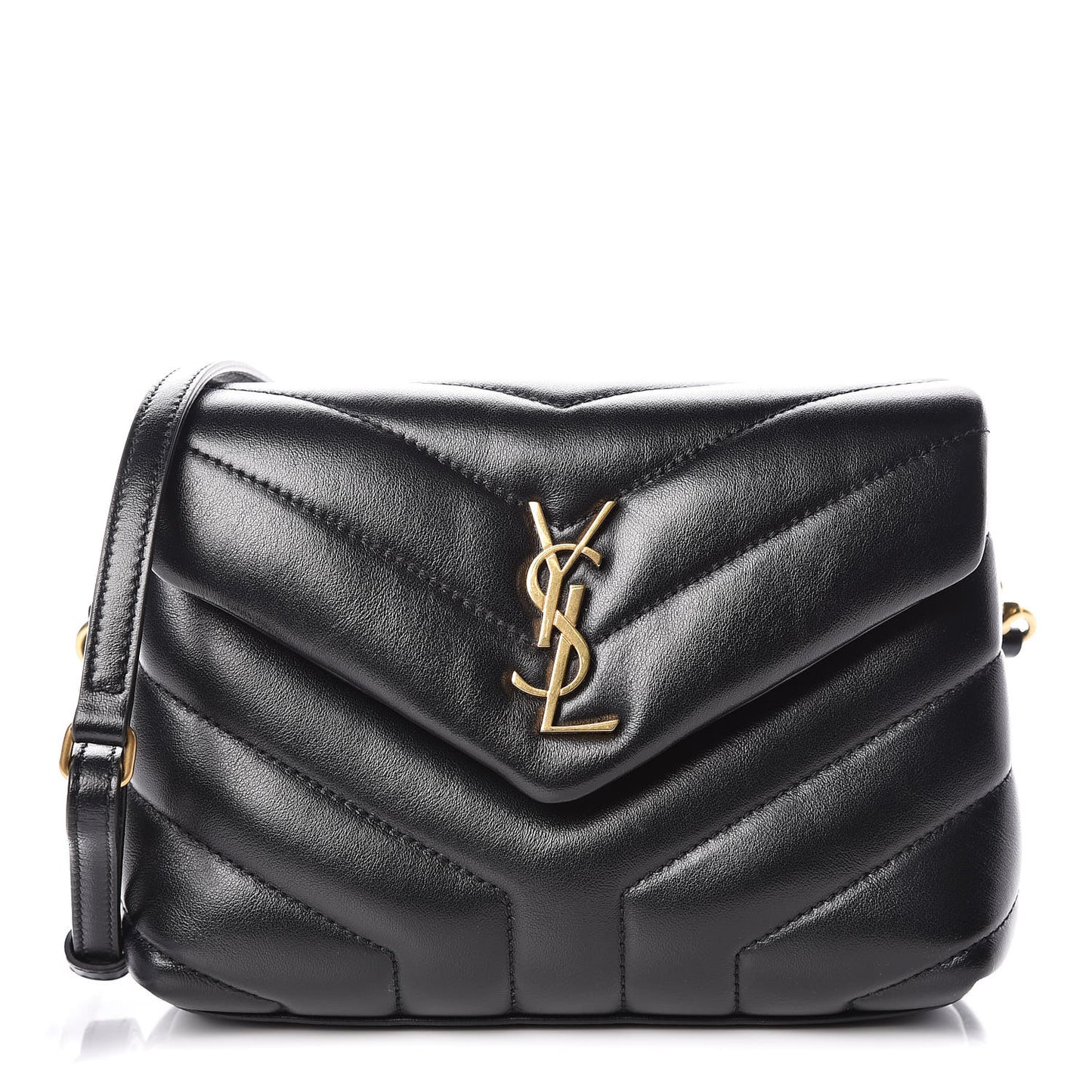 Calfskin Y Quilted Monogram Toy Loulou Crossbody Bag Black