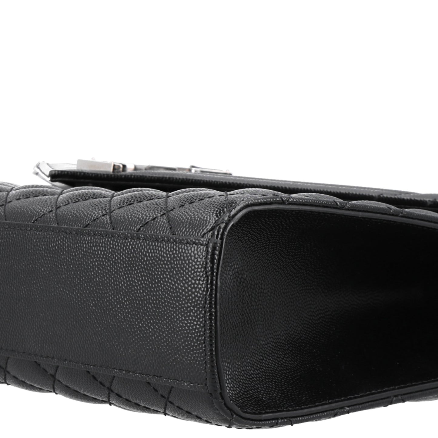 Grain De Poudre Textured Mixed Matelasse Large Triquilt Monogram Satchel Black