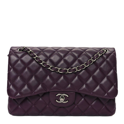 Chanel Lambskin Quilted Jumbo Double Flap Dark Purple 1 of 12