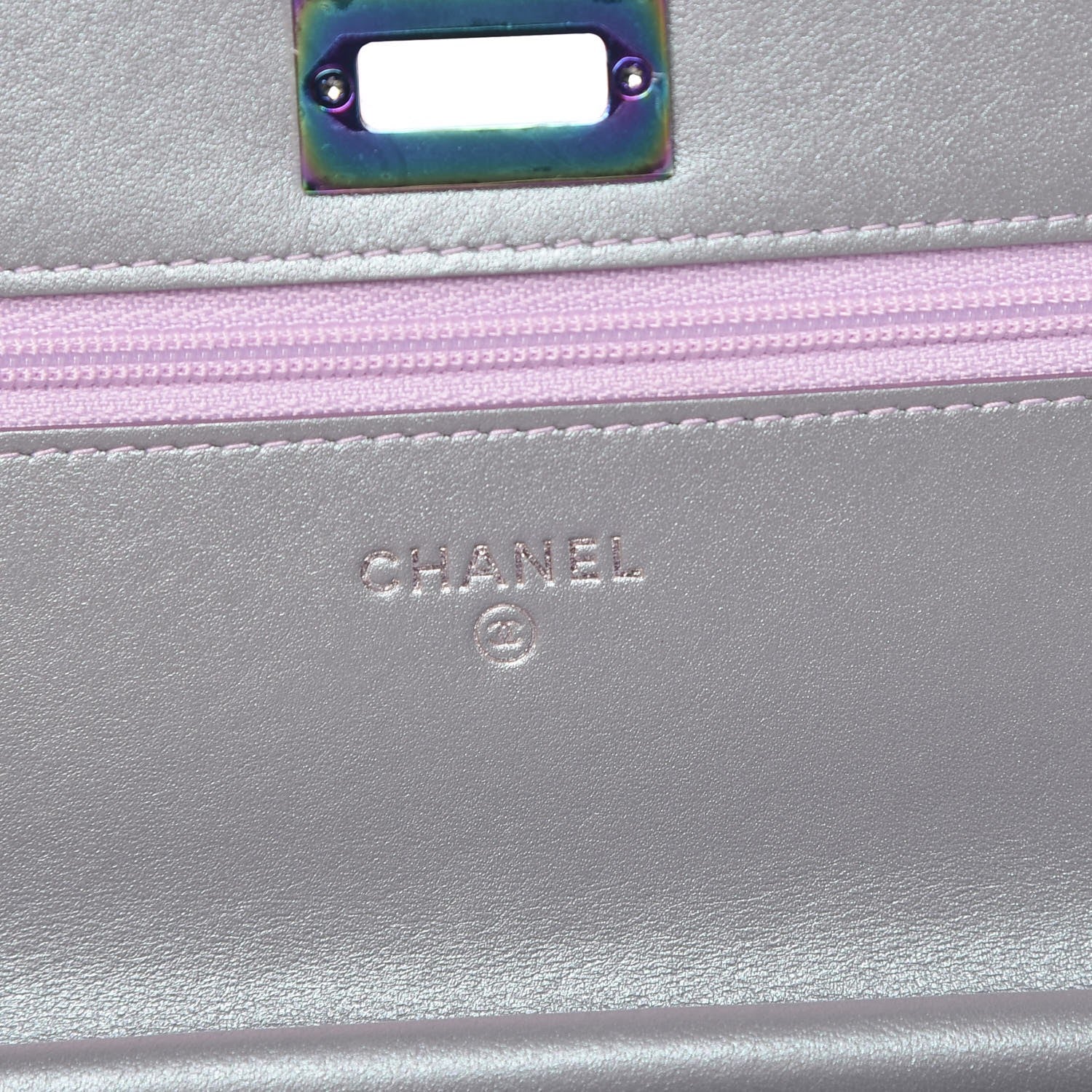 Chanel Iridescent Lambskin Quilted Reissue Wallet On Chain WOC Light Purple 6 of 9